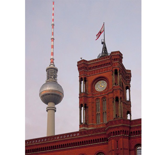 Berlin photograph - red city hall and tv-tower - photo cult berlin